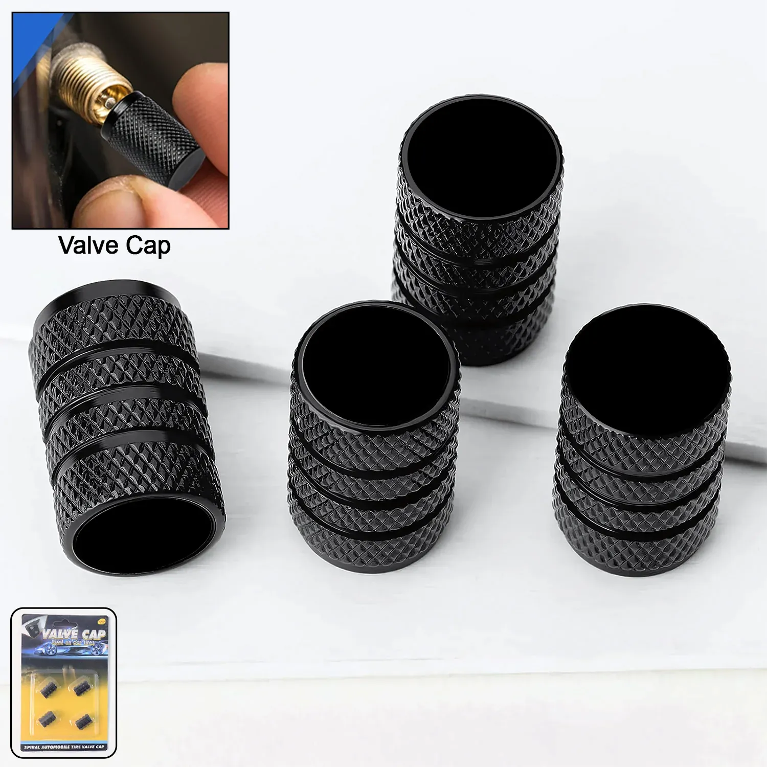 Silver Aluminium Tire Valve Stem Caps Set of 4 for Cars & Bikes - Detailed Feature View 5