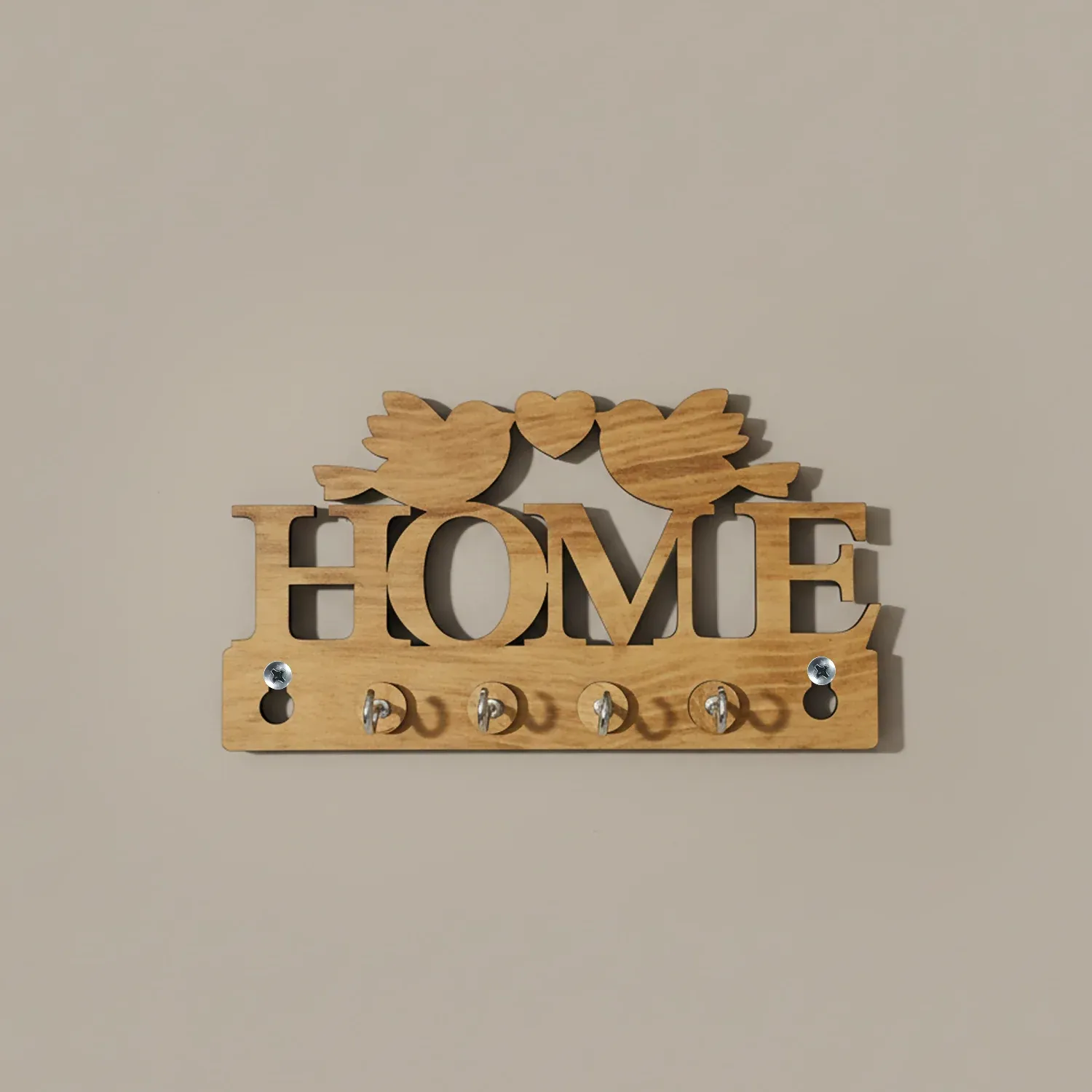 Wooden Key Holder for Wall with Birds – Decorative MDF Key Organizer - Detailed Feature View 3
