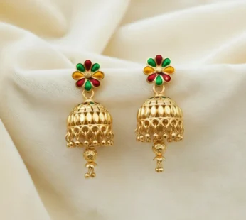 Floral Enamel Gold-Plated Jhumka Earrings