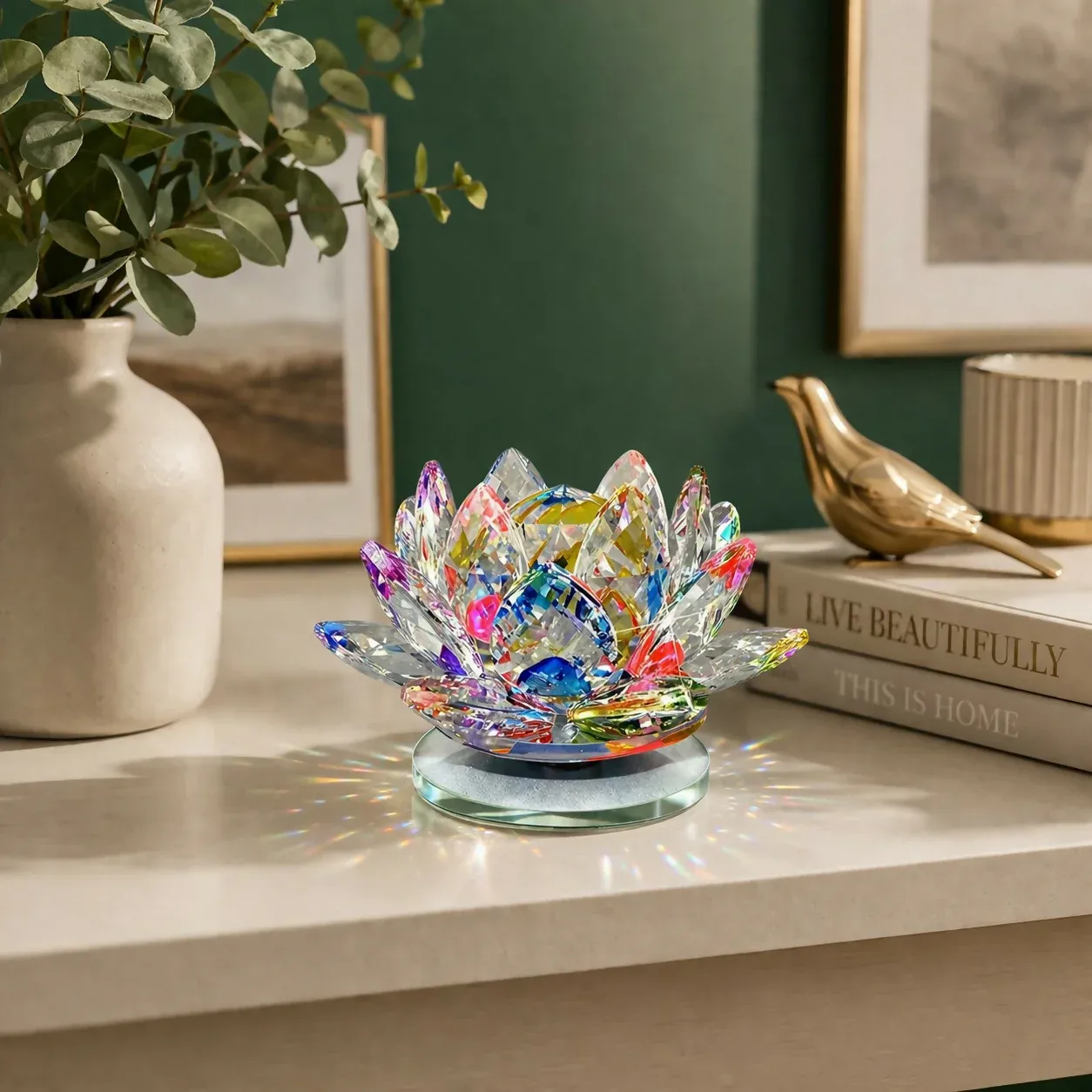 Premium Crystal Cut Decorative Glass Lamp Shade Table Decor Showpiece - Buy Online at Alikart