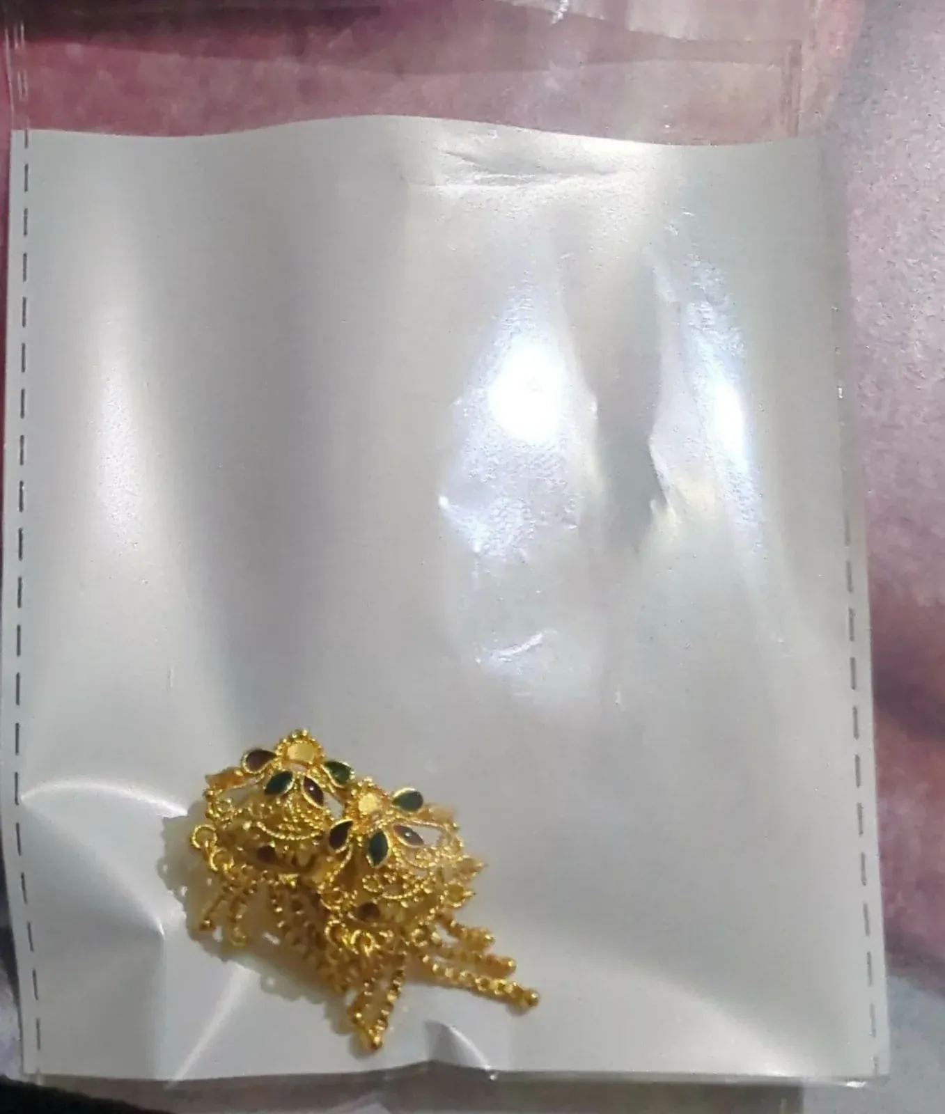 5 Line Side Latkan Golden Earrings with Mina for Women & Girls – Fancy Gift - Detailed Feature View 4