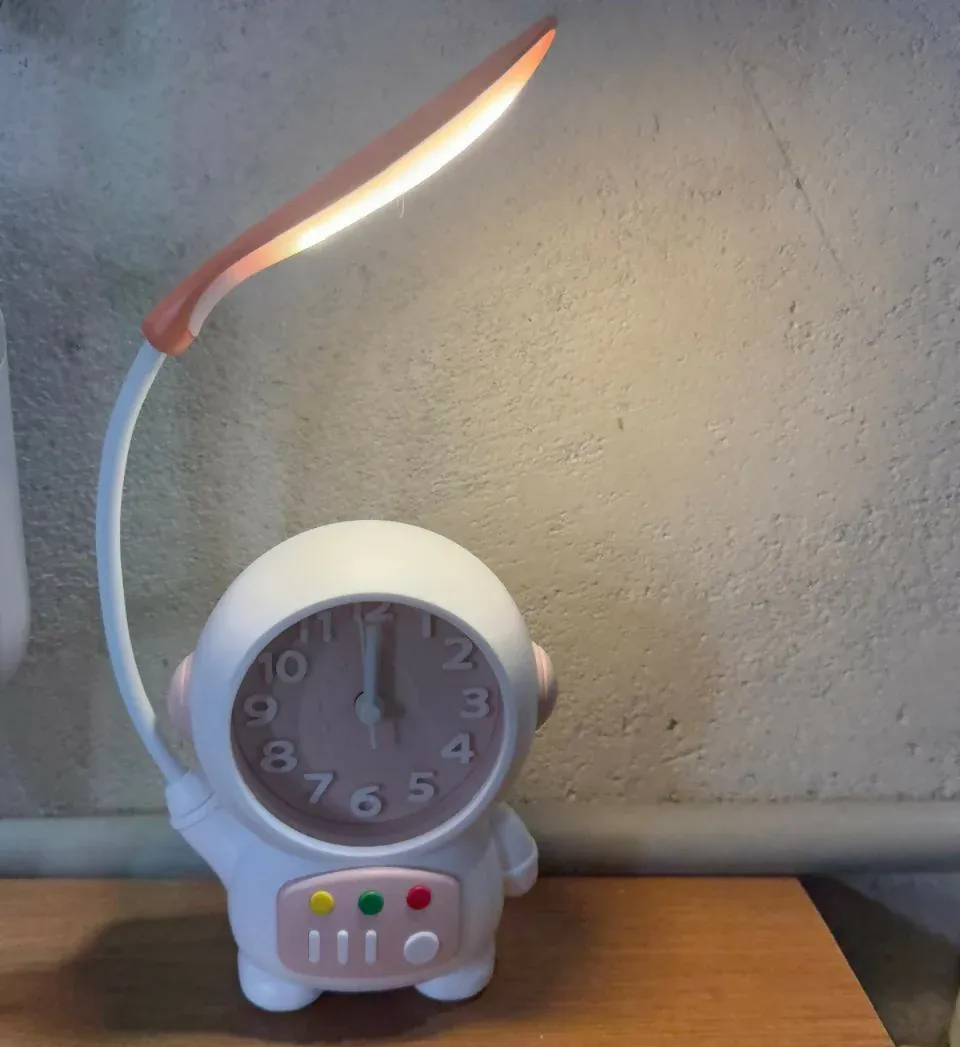 Astronaut Desk Lamp with Alarm Clock for Kids Room, Study Table & Bedside - Detailed Feature View 5
