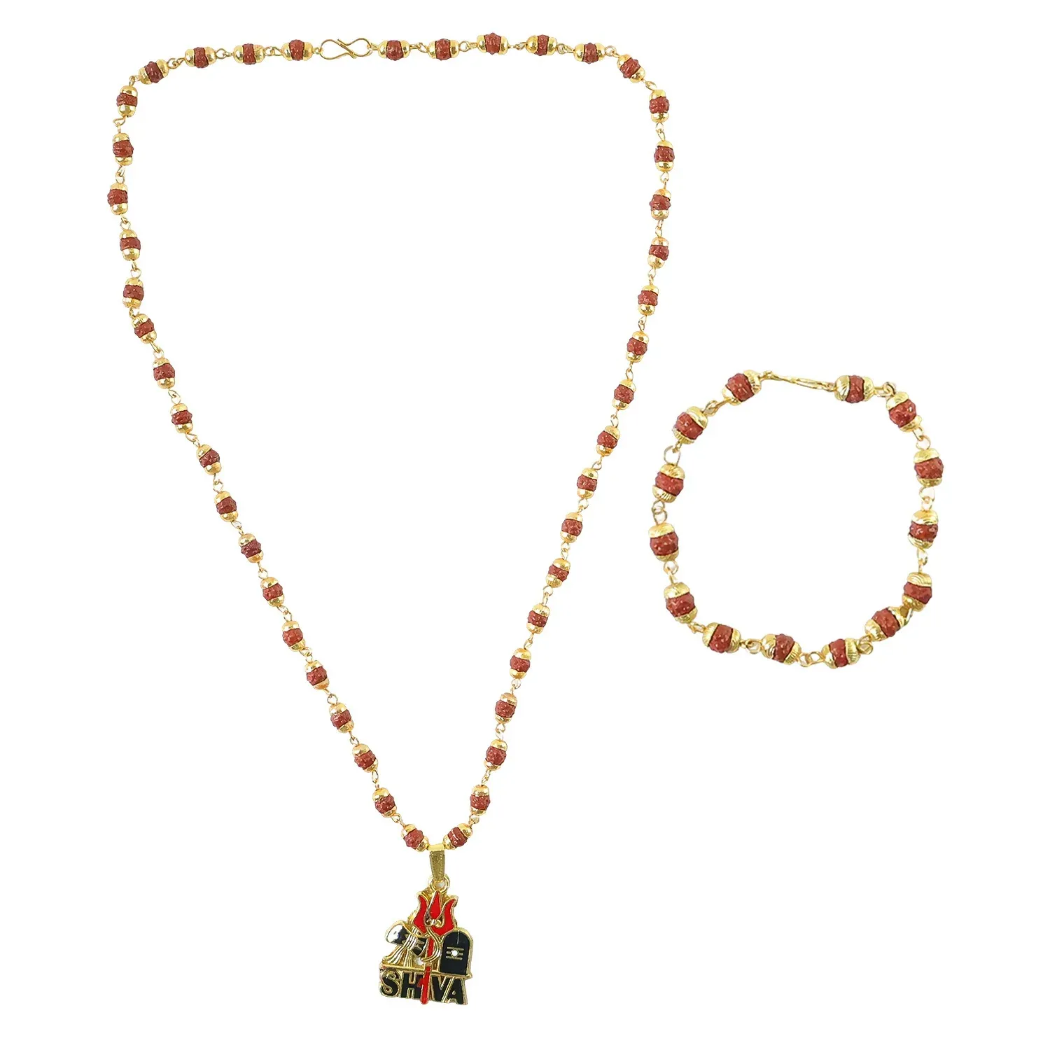 Shiva Pendant with Rudraksha Mala & Bracelet Combo - Detailed Feature View 4