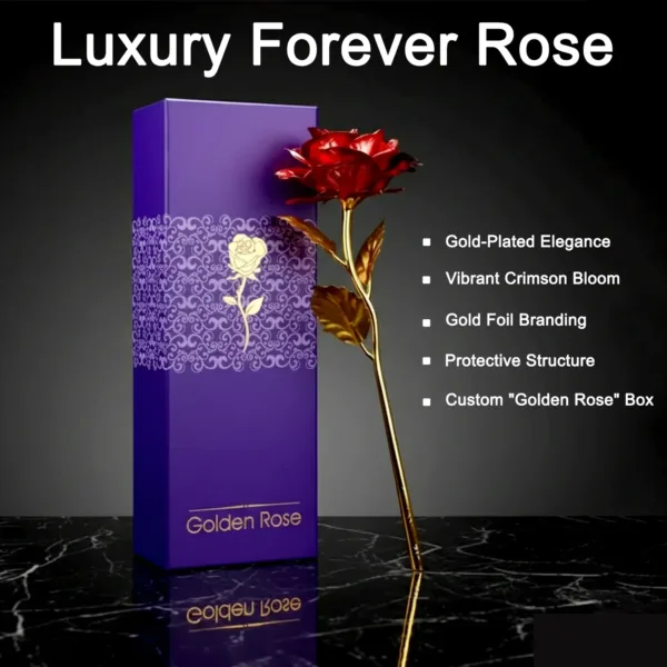 24K Gold Plated Red Rose – Elegant Eternal Love Gift