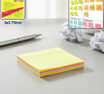 Aerotix 3×3 Inch Neon Sticky Note Pad 75mm Self Adhesive Re-Stick Memo Notes for Office