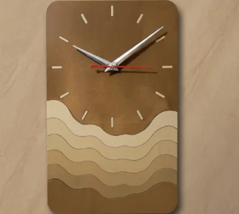 Modern Minimalist Wave Brown Wall Clock | Silent Quartz Living Room Decor