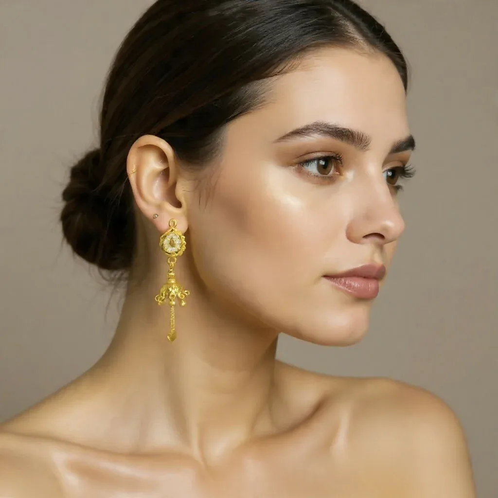 Premium Elegant Paisley Stud Jhumka Earrings with Chain Drops - Buy Online at Alikart