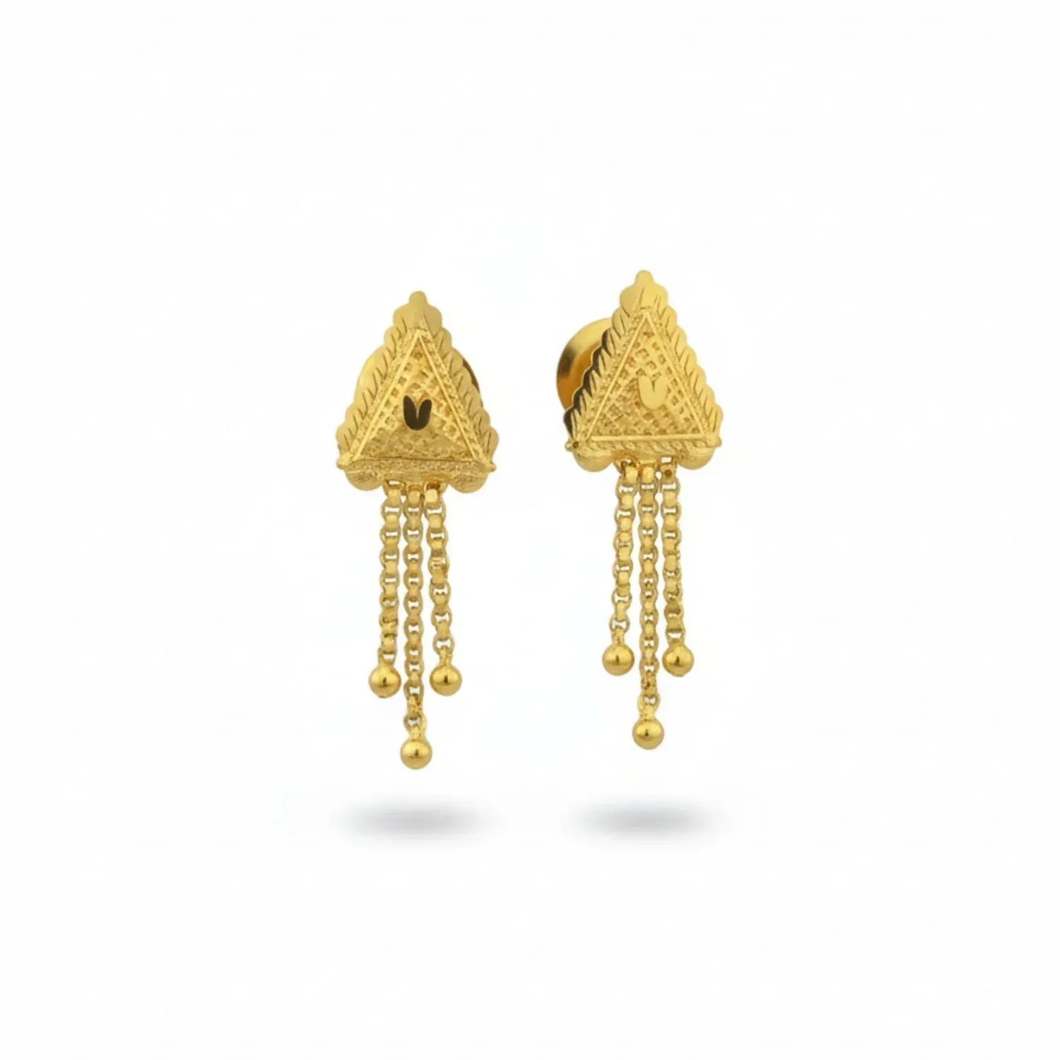 Nice 3 Line Golden Earrings for Women & Girls – Traditional Fancy Jewellery Gift - Detailed Feature View 3