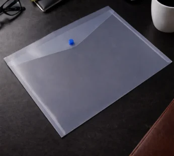 Single Pocket Button Closure Transparent Document File Folder – MIx Colour