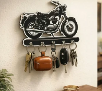Bike Design Wooden Key Holder – Stylish Wall Mount with 5 Hooks