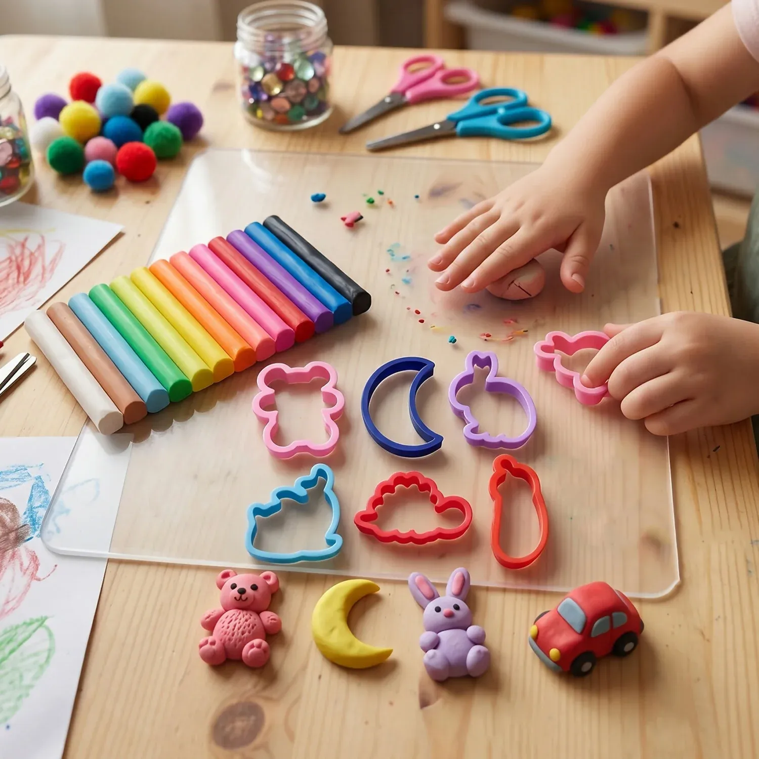 Nara Kids Colourful Modelling Clay Set with Shape Cutters & DIY Creative Play Kit 100 Gm - Detailed Feature View 1