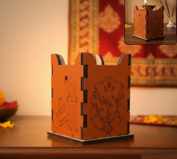 Ganesh Wooden Diya Stand | MDF Pooja Lamp for Diwali, Mandir & Gifting