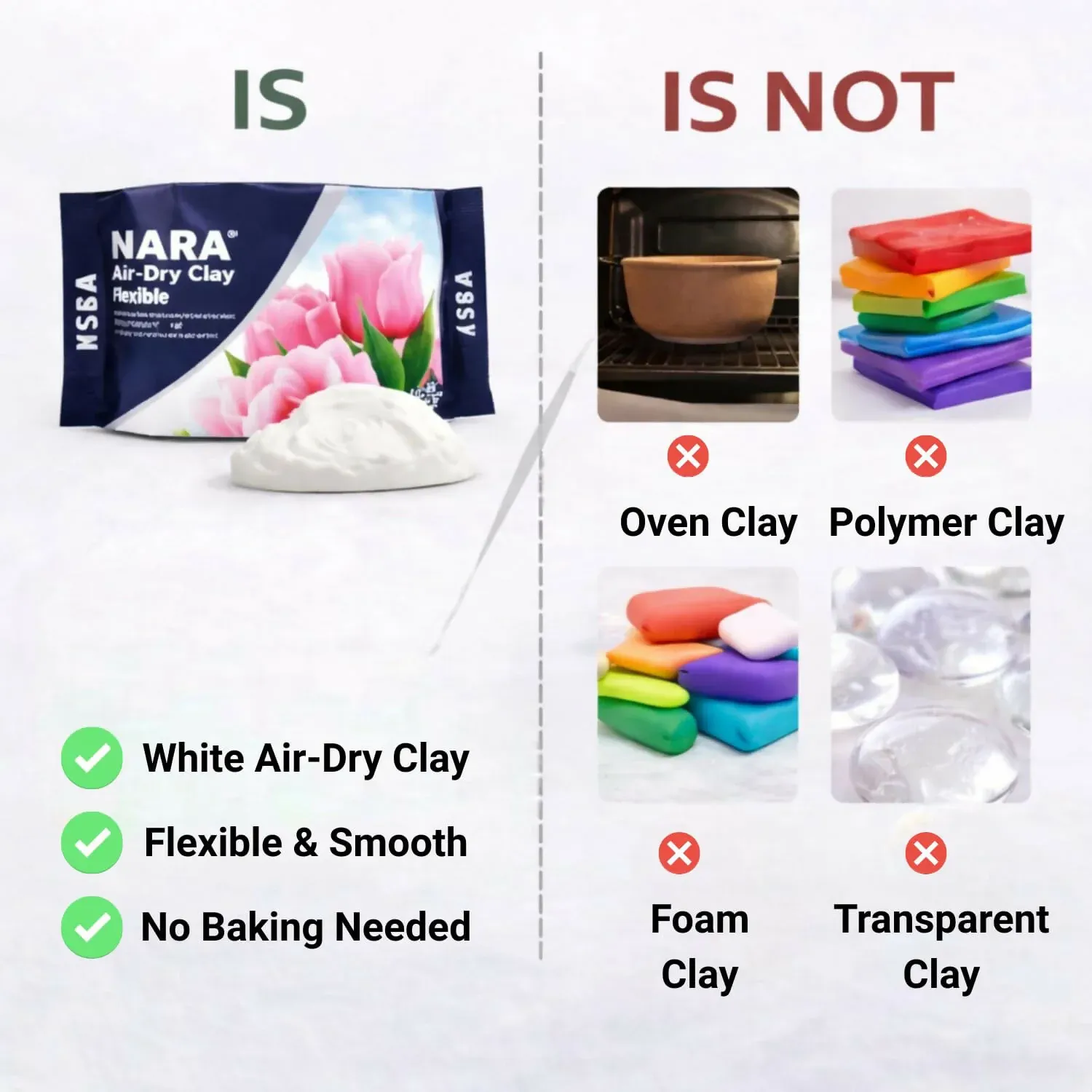 NARA Air-Dry Clay for Sculpting, DIY Crafts & Modeling Projects (250 g) - Detailed Feature View 6