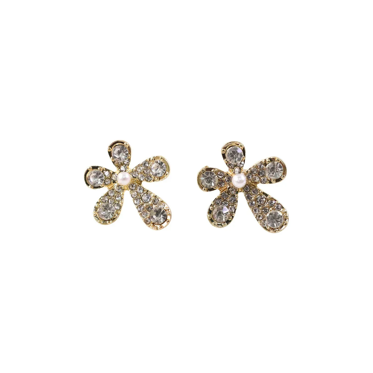 Elegant Crystal Flower Design Stud Earrings for Women and Girls Party Wear - Detailed Feature View 5