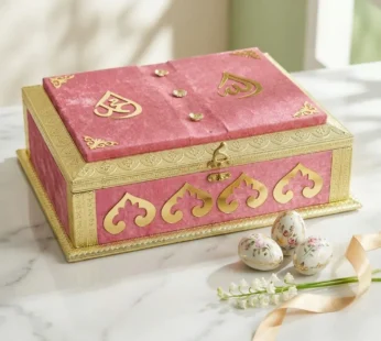 Luxury Velvet Quran Box with Folding Rehal and Golden Calligraphy