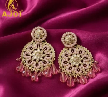 Pink Floral Beaded Earrings