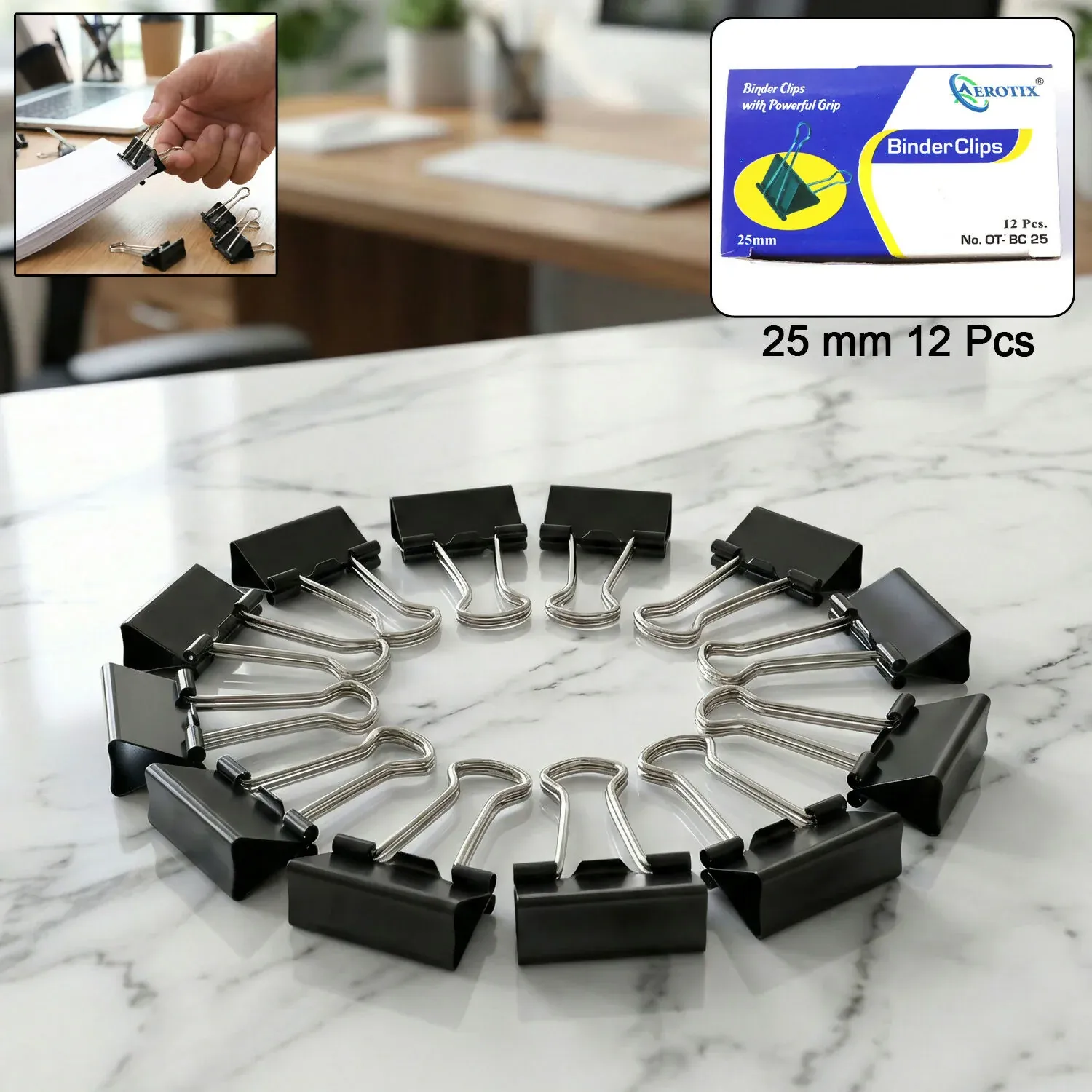 Premium Heavy Duty 25mm Binder Clips - 12pcs Strong Grip for Office & School - Buy Online at Alikart
