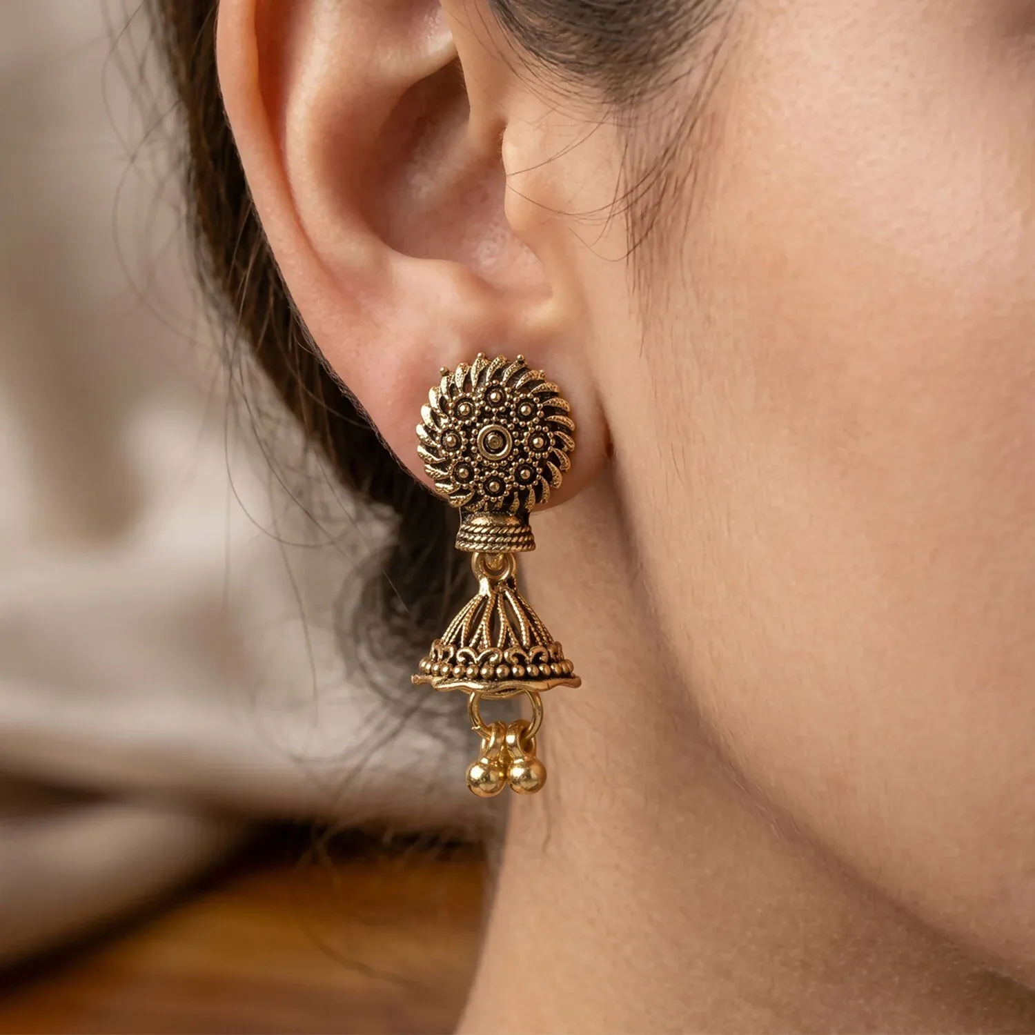 12 Pair Oxidised Square Jhumka Earrings Set - Traditional Jewellery - Detailed Feature View 1