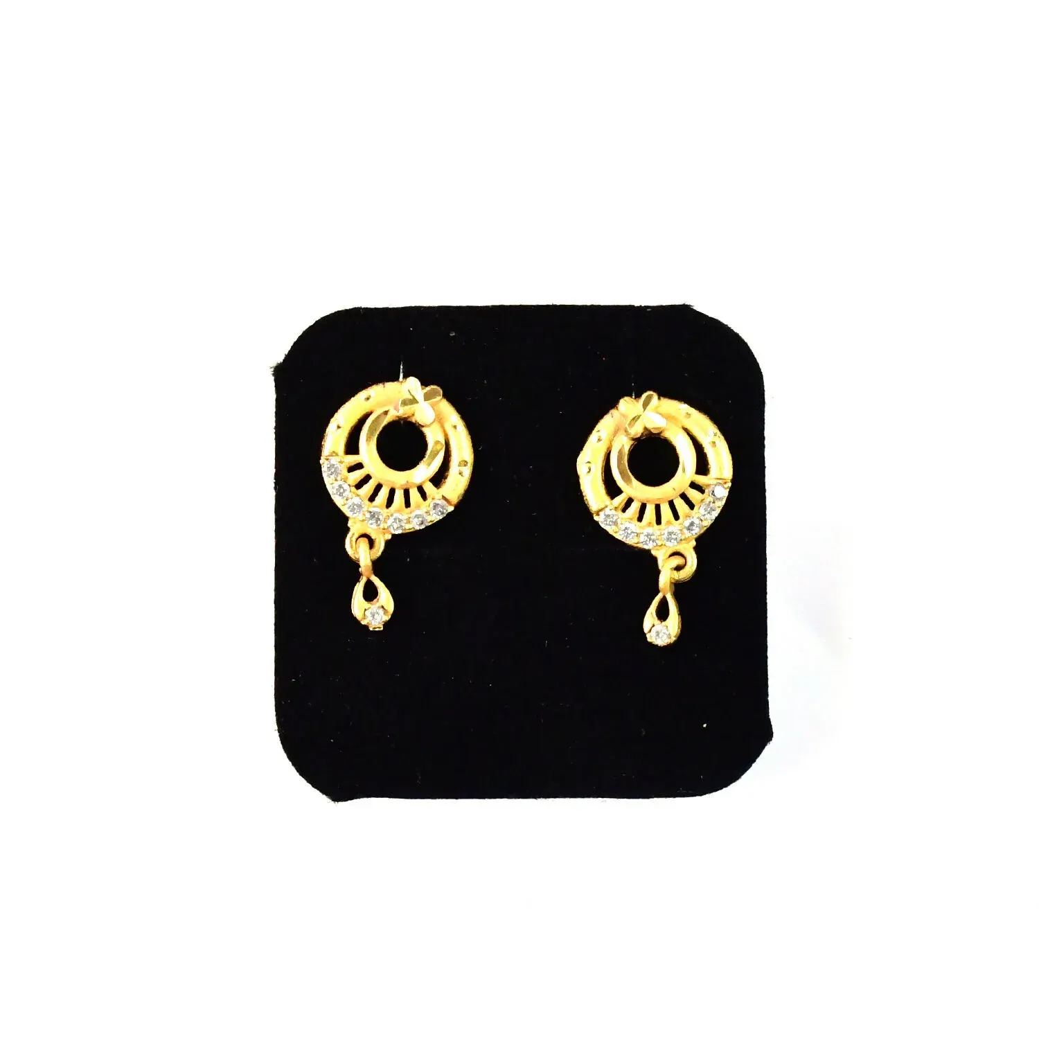 Elegant Circular Drop Earrings with Crystal Accents – Classic Party Wear - Detailed Feature View 4