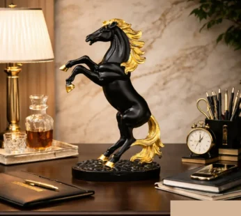 Black Gold Rearing Horse Showpiece – Luxury Home Decor Statue