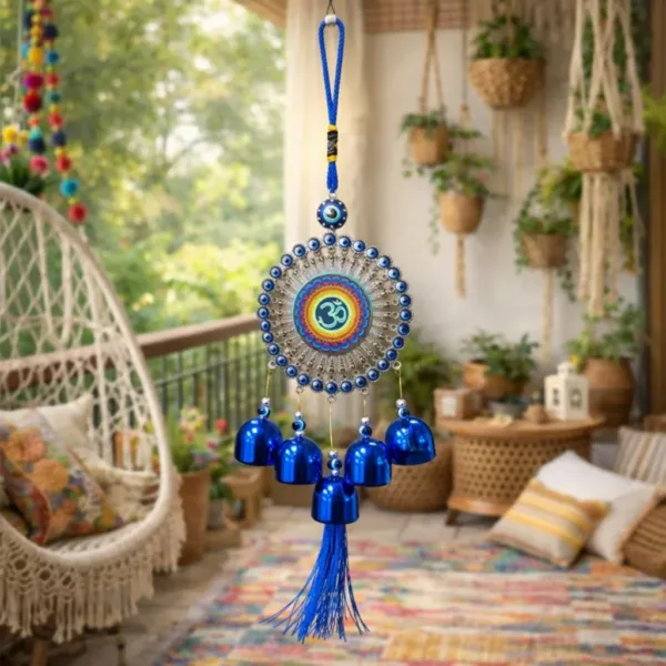 Evil Eye Hanging Decor with Bells & Tassel for Protection