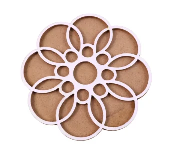 Wooden Rangoli Stencil – Easy Round Petal Flower Design