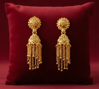 Gold Plated Long Chain Jhumka Earrings for Women – Elegant Party Wear