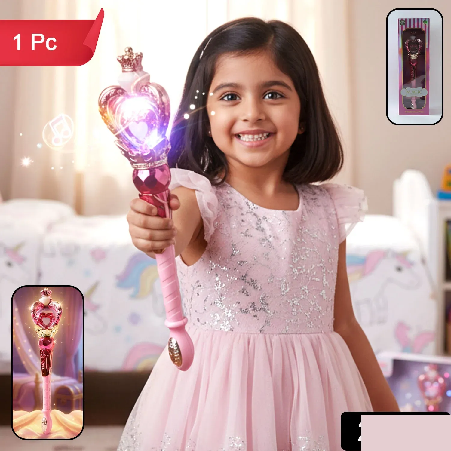 Princess Magic Light Wand Toy – Enchanting Kids' Role Play Accessory - Detailed Feature View 1