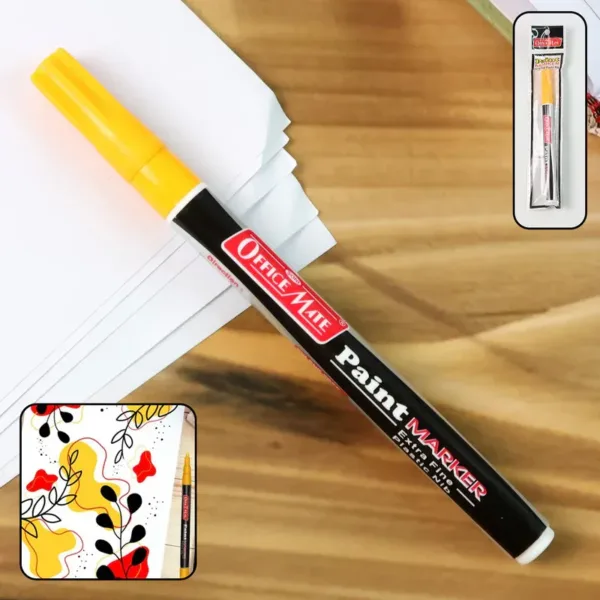 Yellow Paint Marker Pen – Extra Fine Tip for Precise Multi-Surface Writing