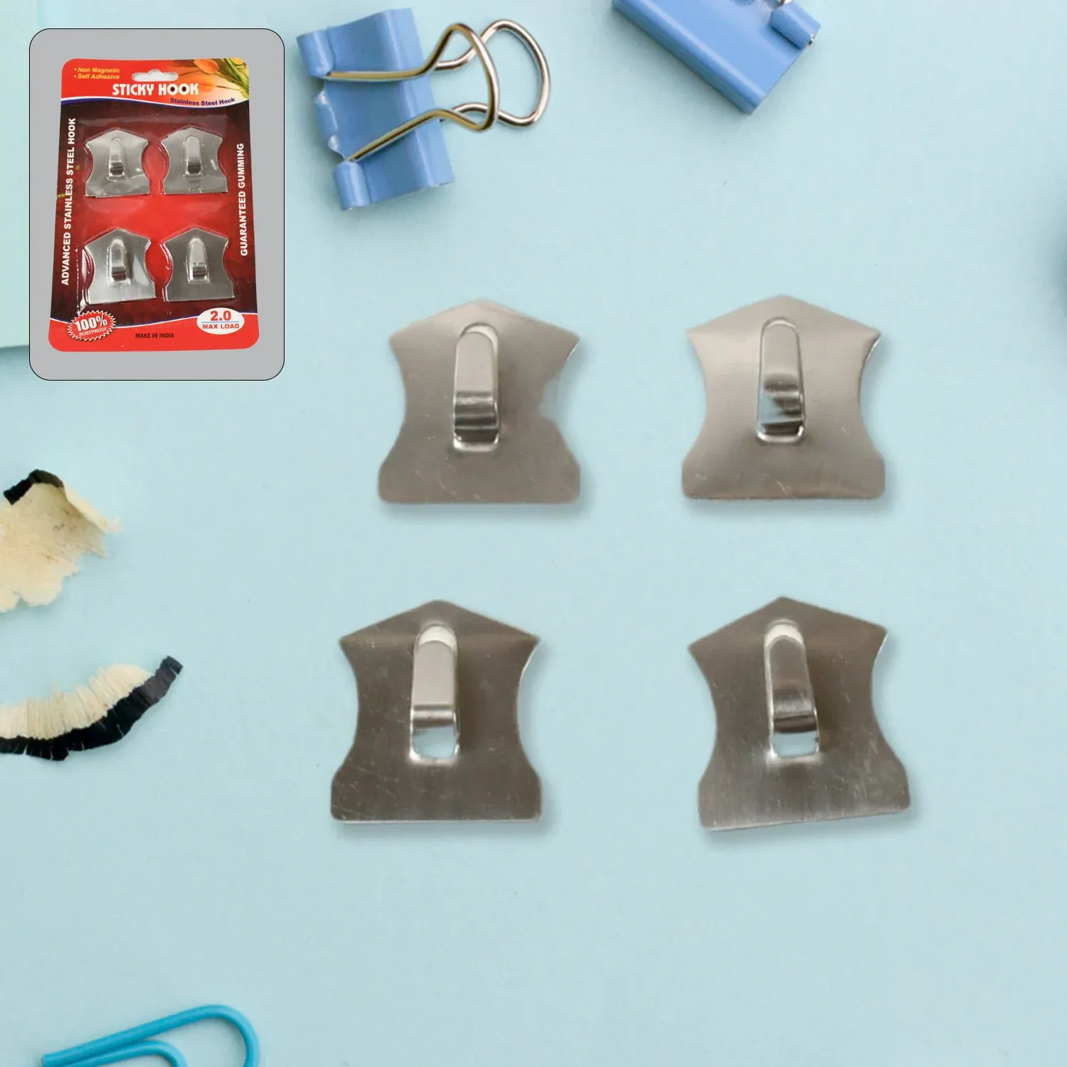 Premium Self-Adhesive Hooks – Heavy Duty Stainless Steel | GlimmerHome - Buy Online at Alikart