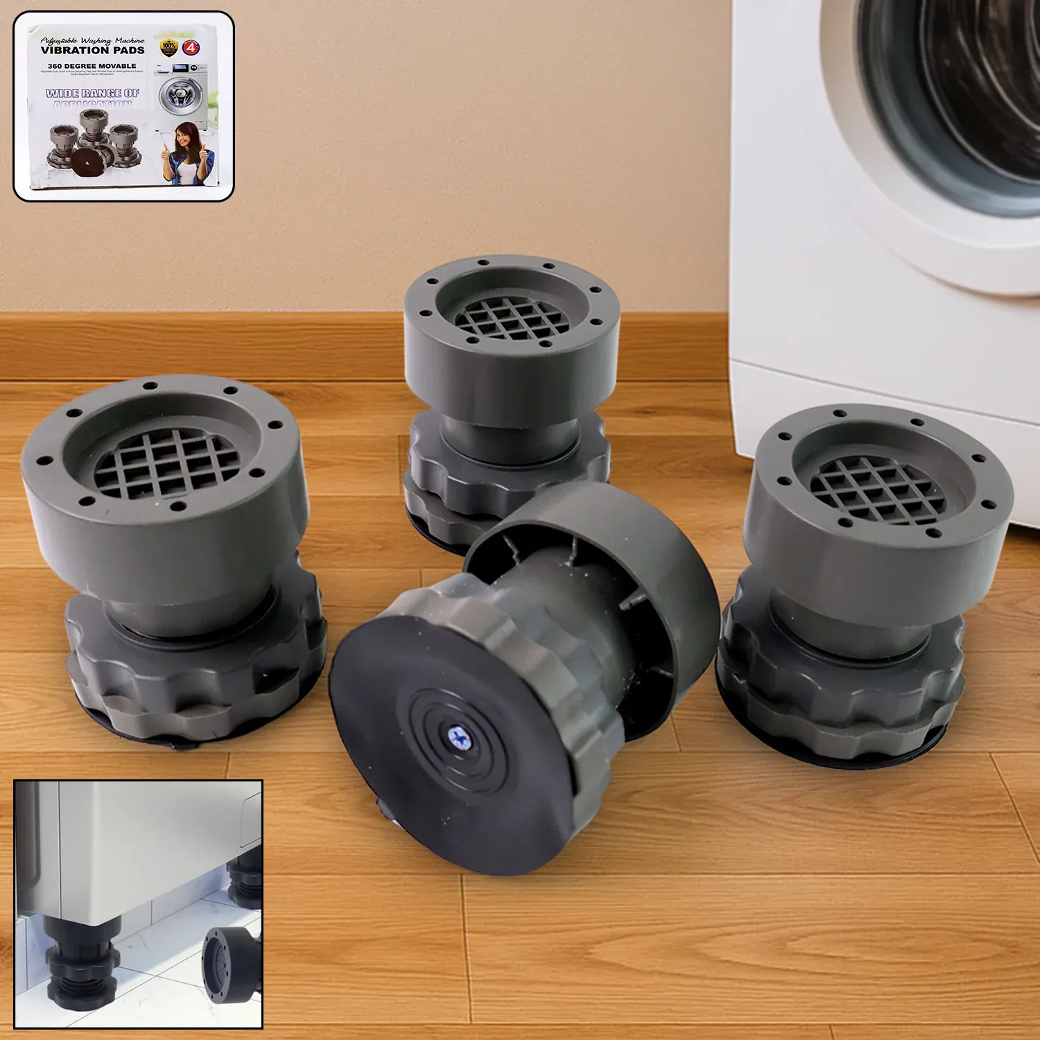 Premium Anti-Vibration Pads for Washing Machines & Refrigerators – Adjustable Height & Stable Base - Buy Online at Alikart