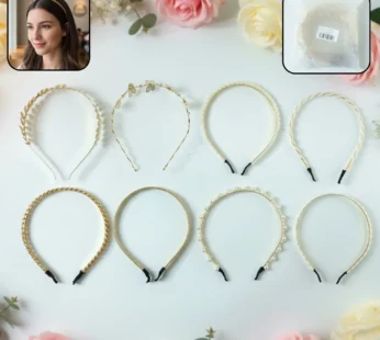 Designer Hair Band Set – Elegant 8-Piece Pearl & Floral Collection
