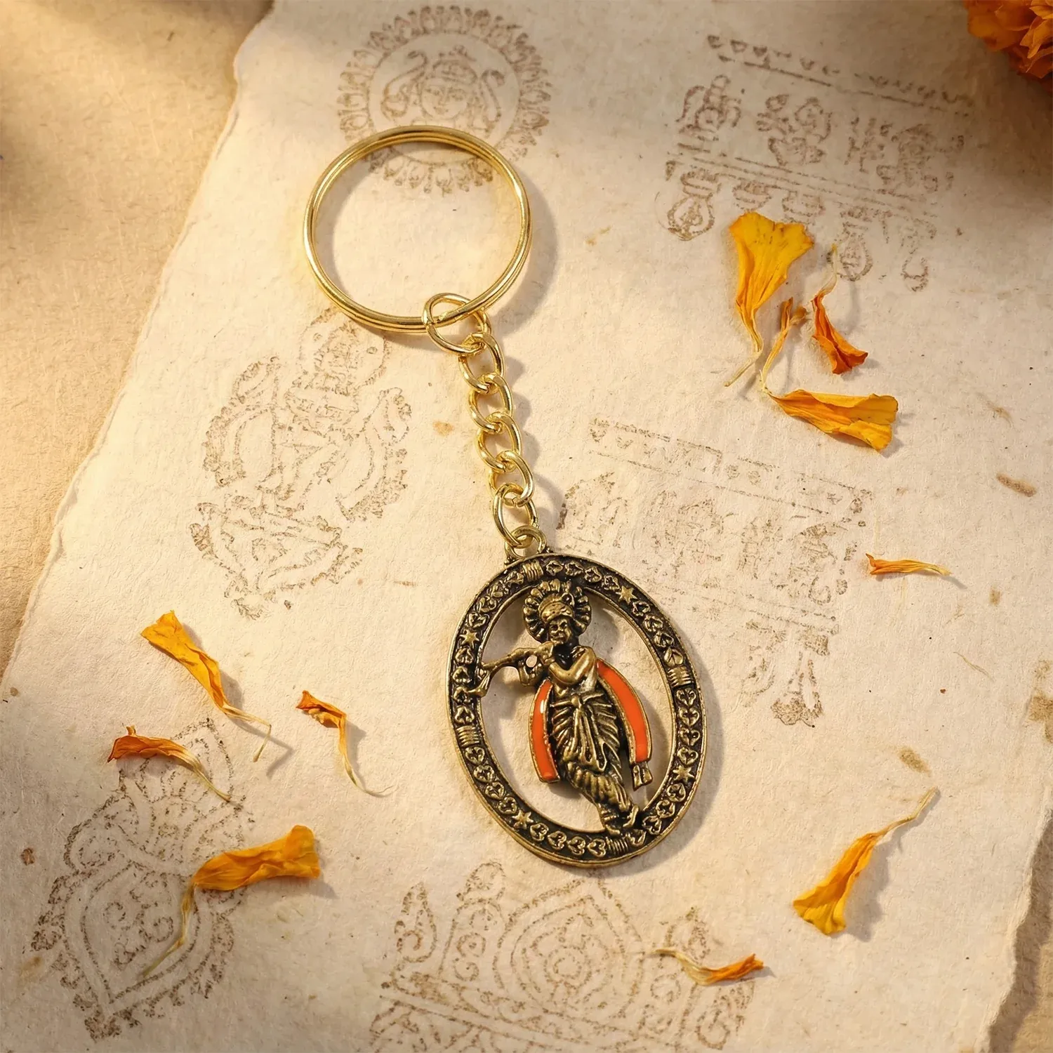 Premium Lord Krishna Metal Keychain – Traditional Spiritual Accessory - Buy Online at Alikart
