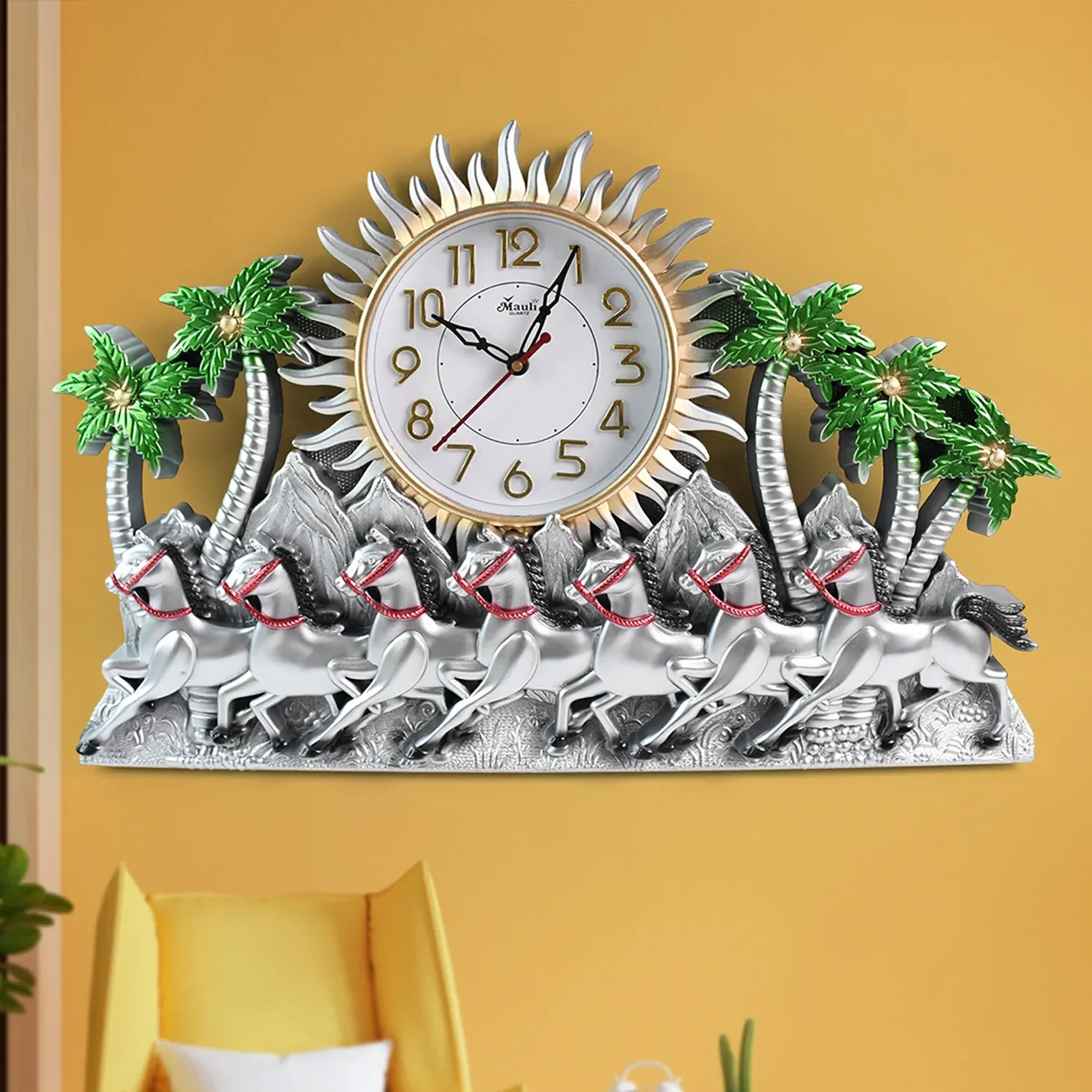 Premium Plastic Wall Clock – Silent Sweep with Running Horse Design - Buy Online at Alikart