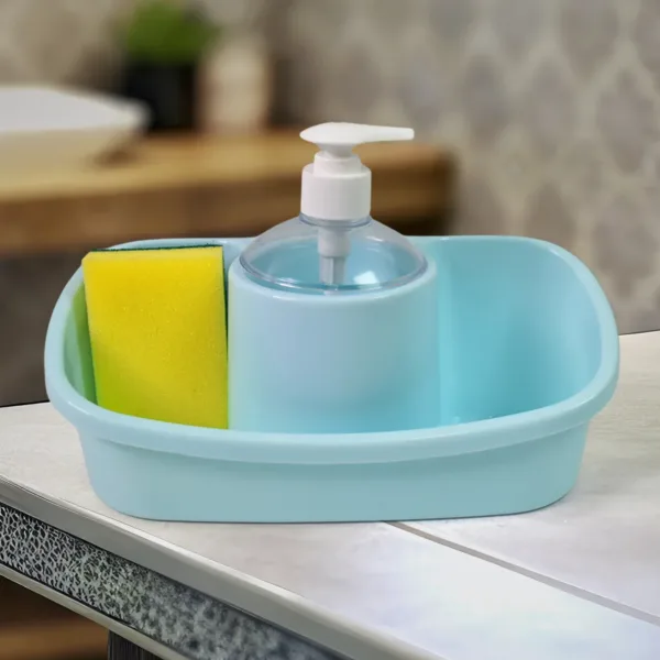 3-in-1 Soap Dispenser – Kitchen Sink Caddy & Sponge Holder | VelvetBubbles