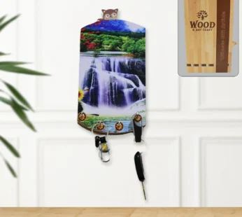 Wooden Wall Decor with Hooks – Vertical Scenery Art | GlimmerHome