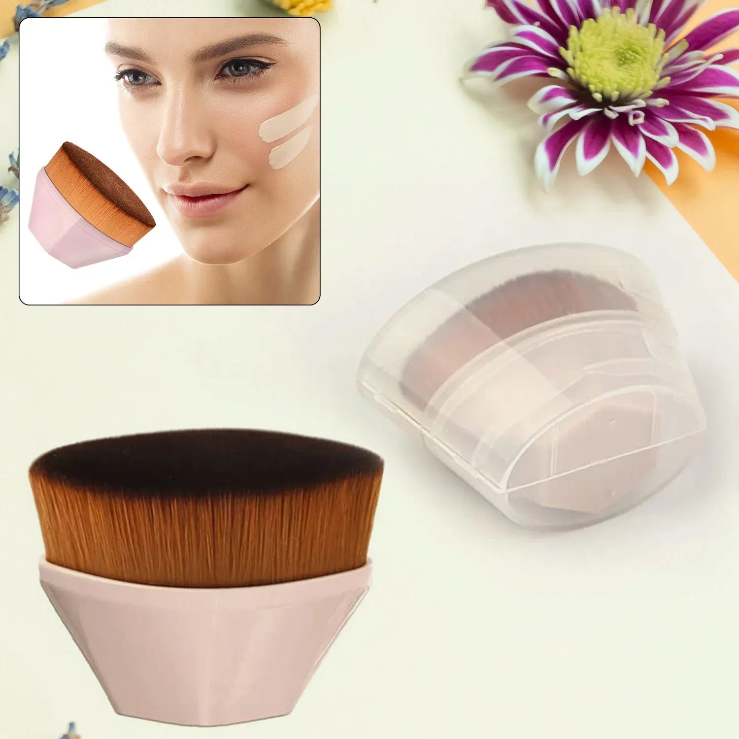 Premium Foundation Makeup Brush – Soft Bristles & Portable Case | BeautyBare - Buy Online at Alikart