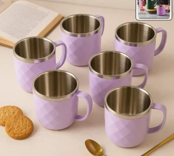 Stainless Steel Tea Cup Set – Elegant 200 ml Double Wall Design