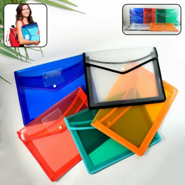 Transparent Document Folder, Multi-Color Secure A4 File Organizer