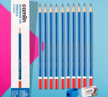 Wooden Pencil with Sharpener & Eraser – Vivid Colors & Smooth Drawing