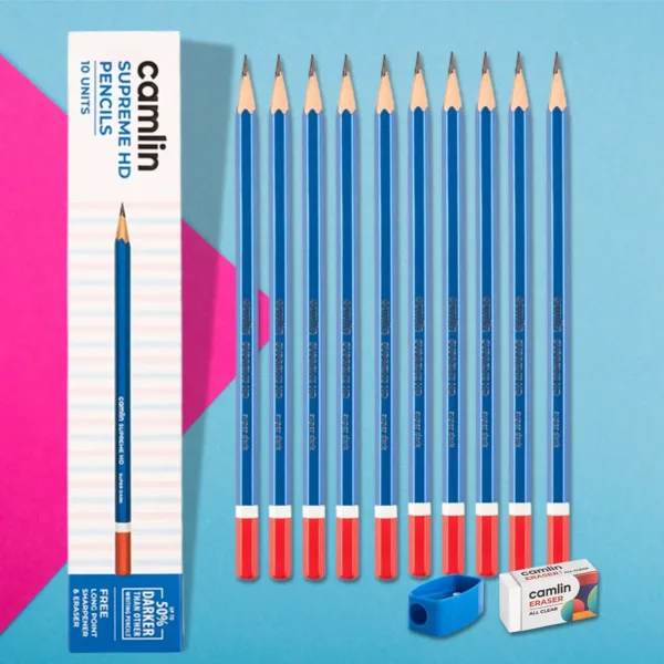 Wooden Pencil with Sharpener & Eraser – Vivid Colors & Smooth Drawing