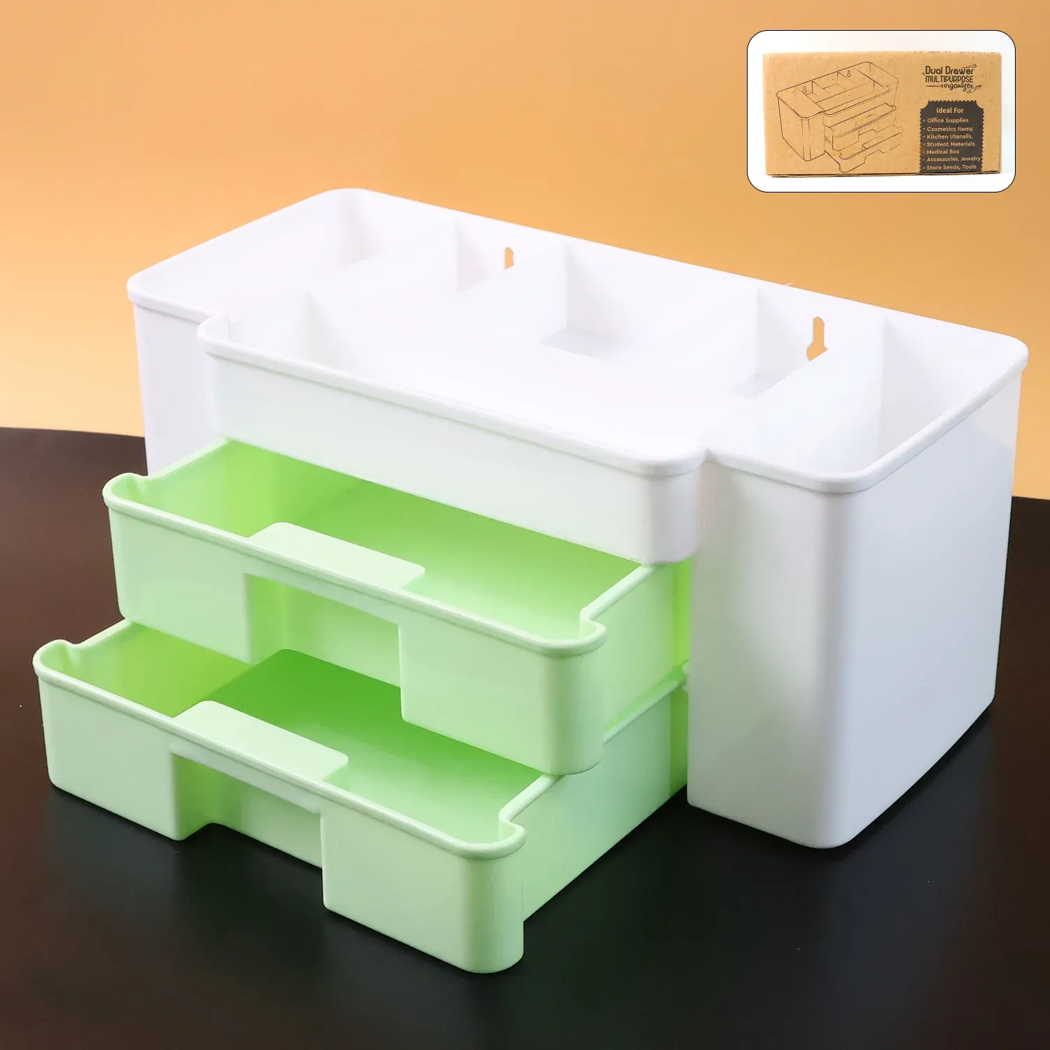 Premium Desktop Organizer – 2-Layer with Dual Drawers & Side Bin for Home & Office - Buy Online at Alikart