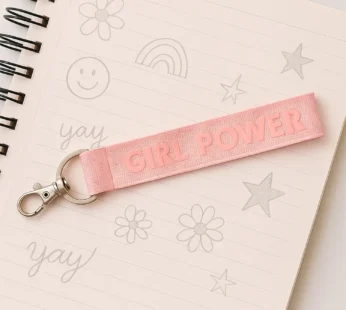Girl Power Fabric Ribbon Keychain – Motivational & Durable Accessory