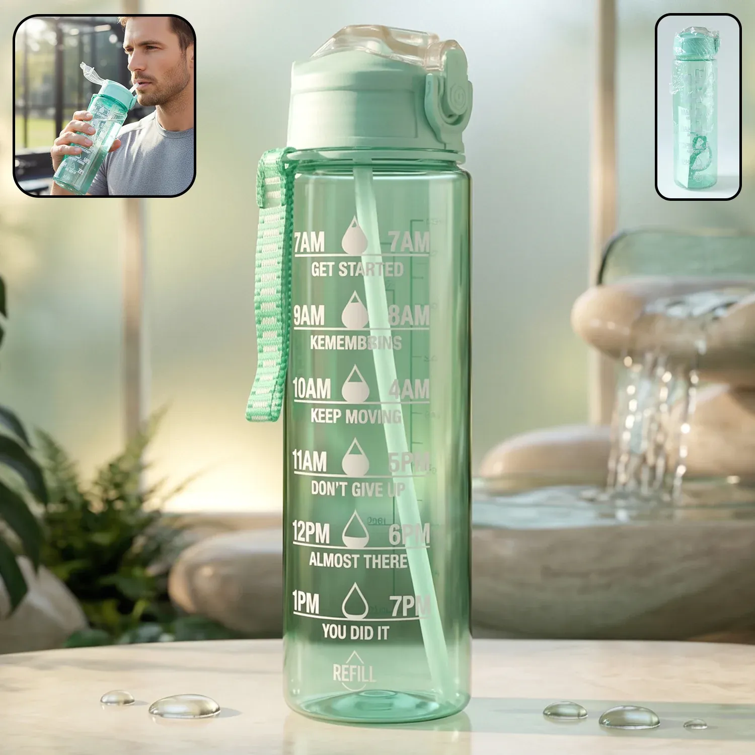 Premium Motivational Water Bottle – 900ML with Time Marker & Flip Lid - Buy Online at Alikart