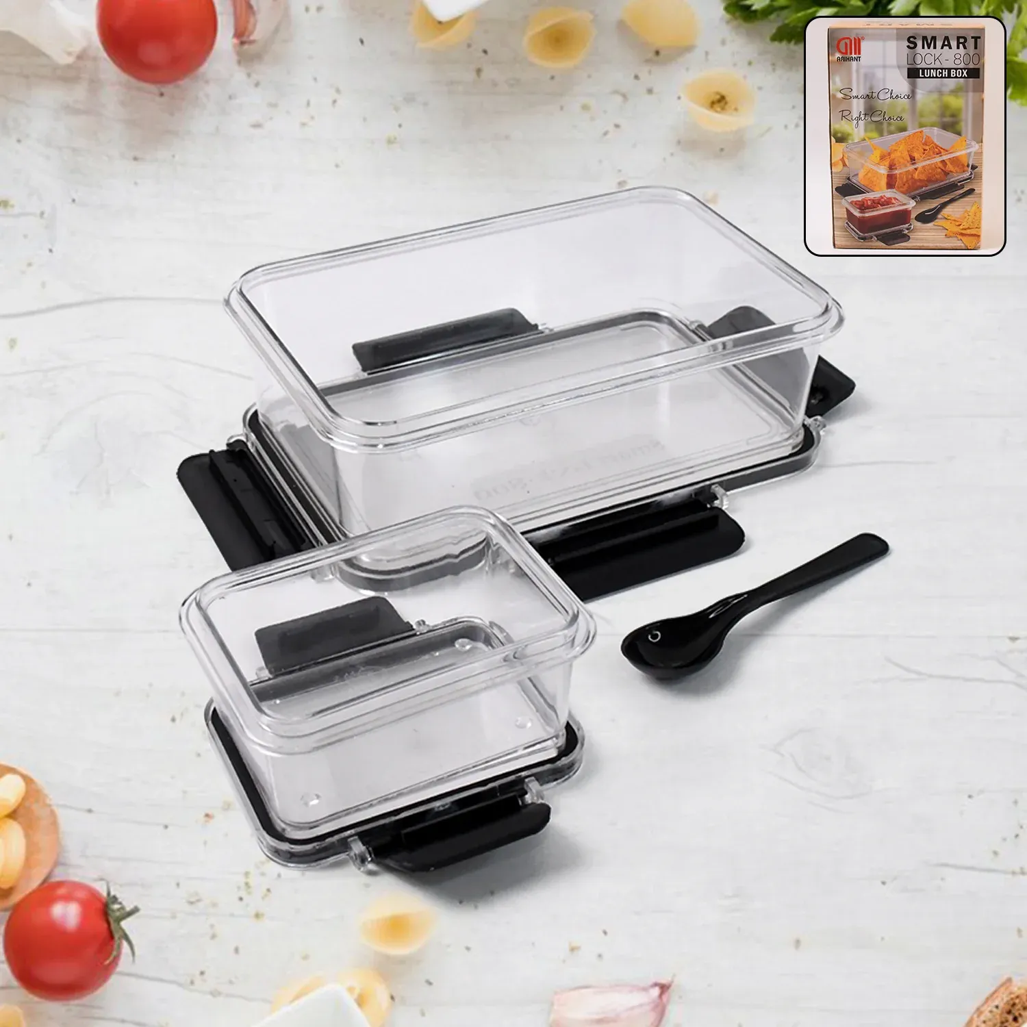 Premium Plastic Kitchen Storage Container Set – Airtight Lock Lid & Spoon - Buy Online at Alikart