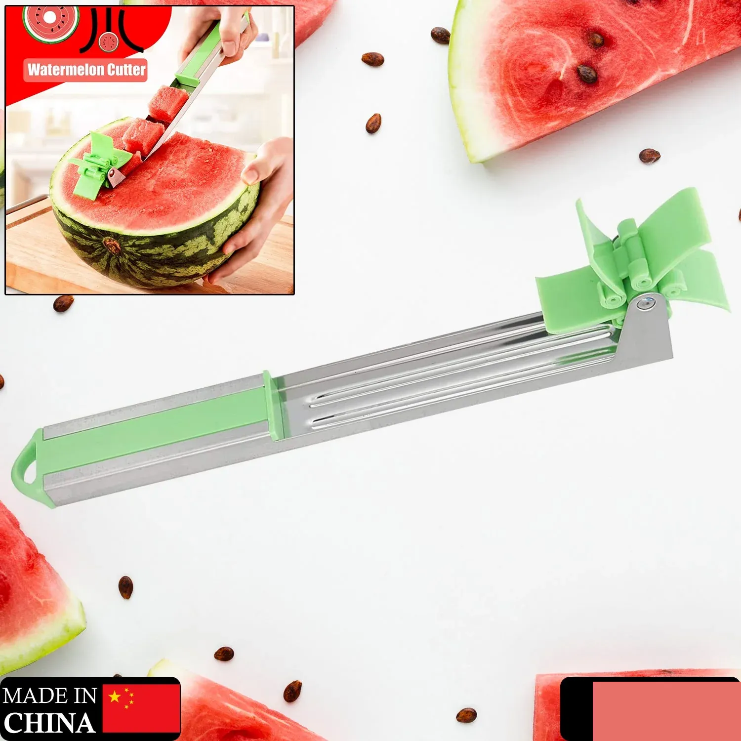 Watermelon Cutter – Stainless Steel Windmill Slicer for Cubes | Quickslice - Detailed Feature View 1