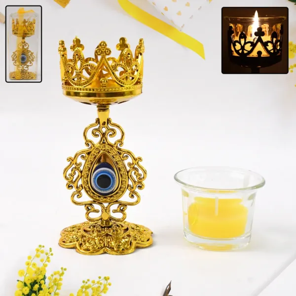 Diwali Candle Holder – Smokeless Glass Tea Light with Plastic Stand