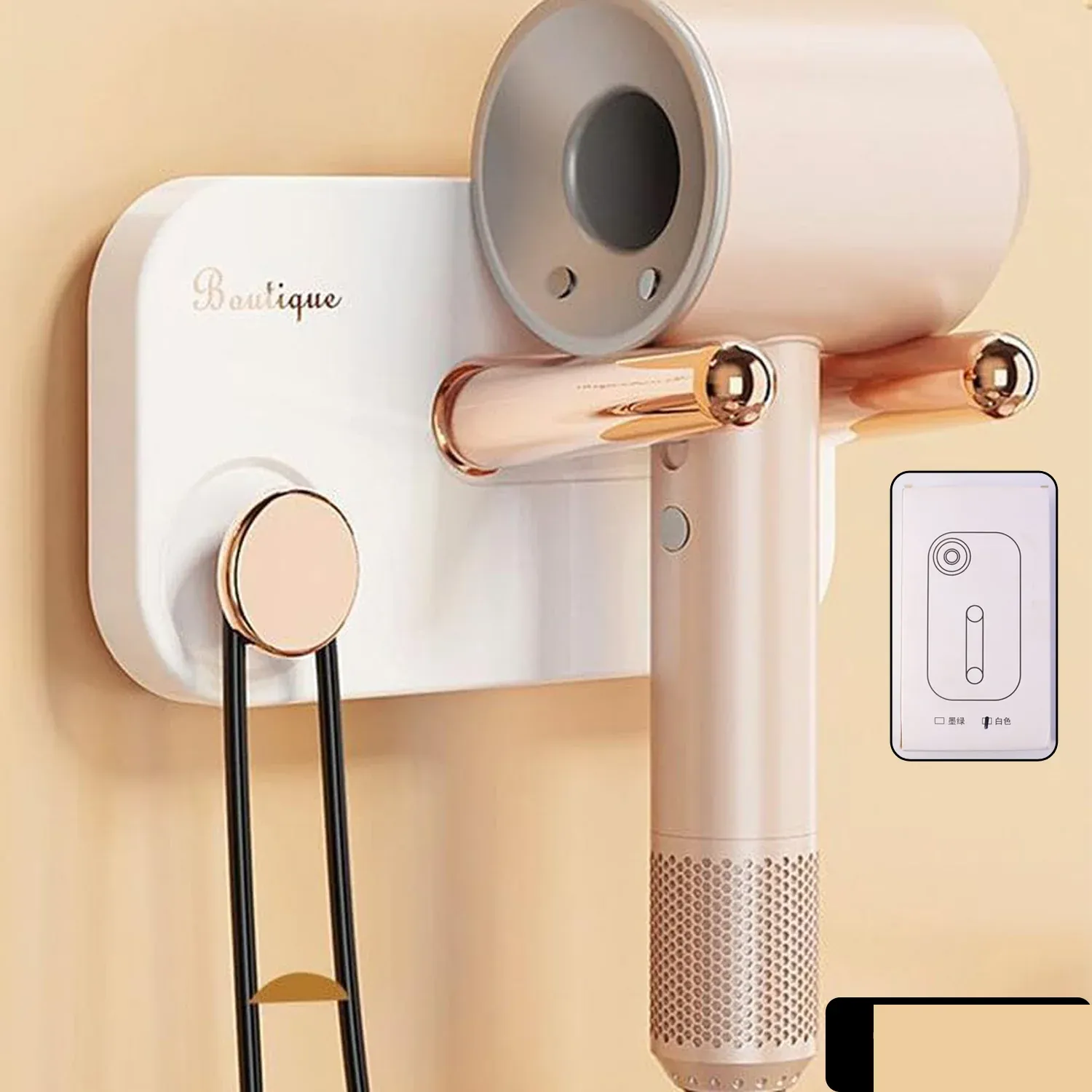 Wall Mount Hair Dryer Holder – Space-Saving & Heat Resistant - Detailed Feature View 1