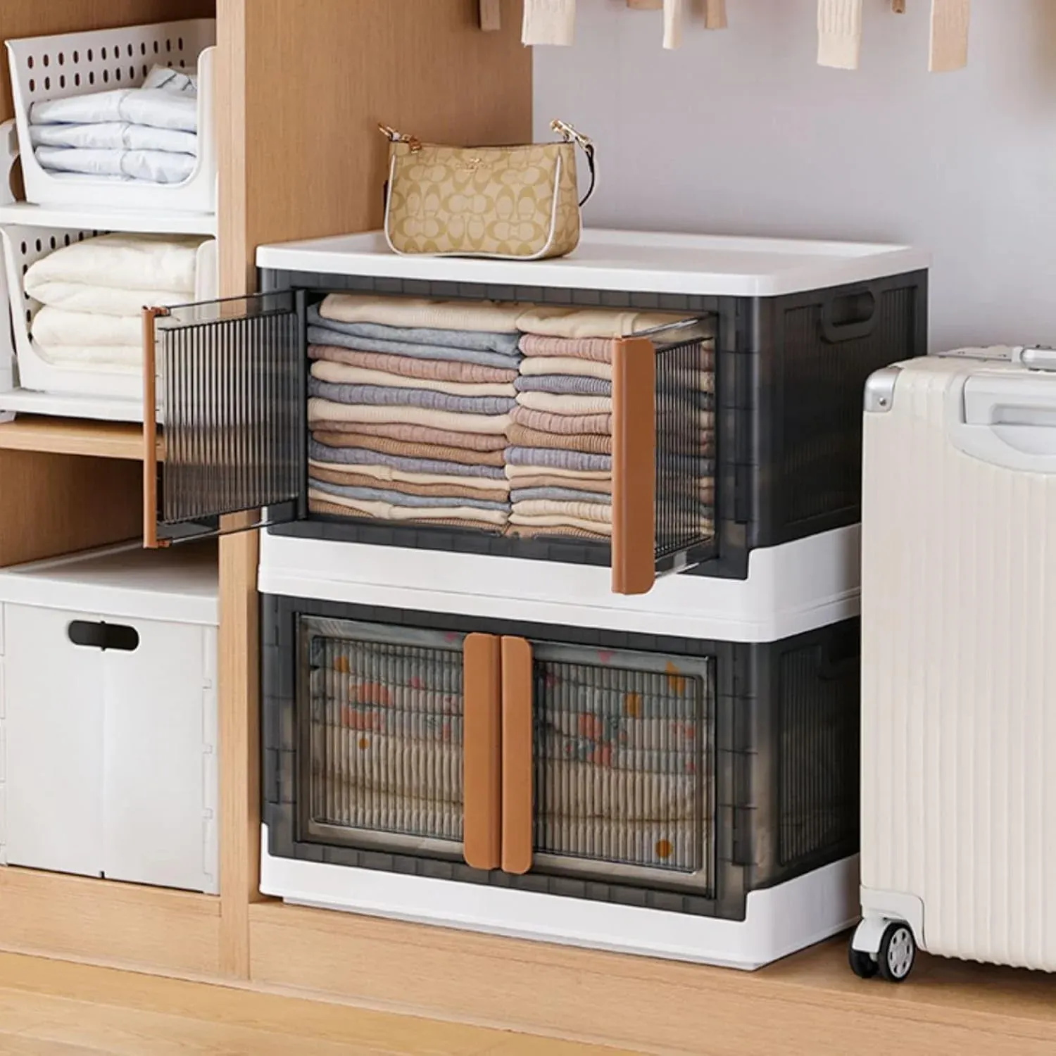 Premium Plastic Folding Wardrobe Organizer – Portable Storage with Wheels - Buy Online at Alikart