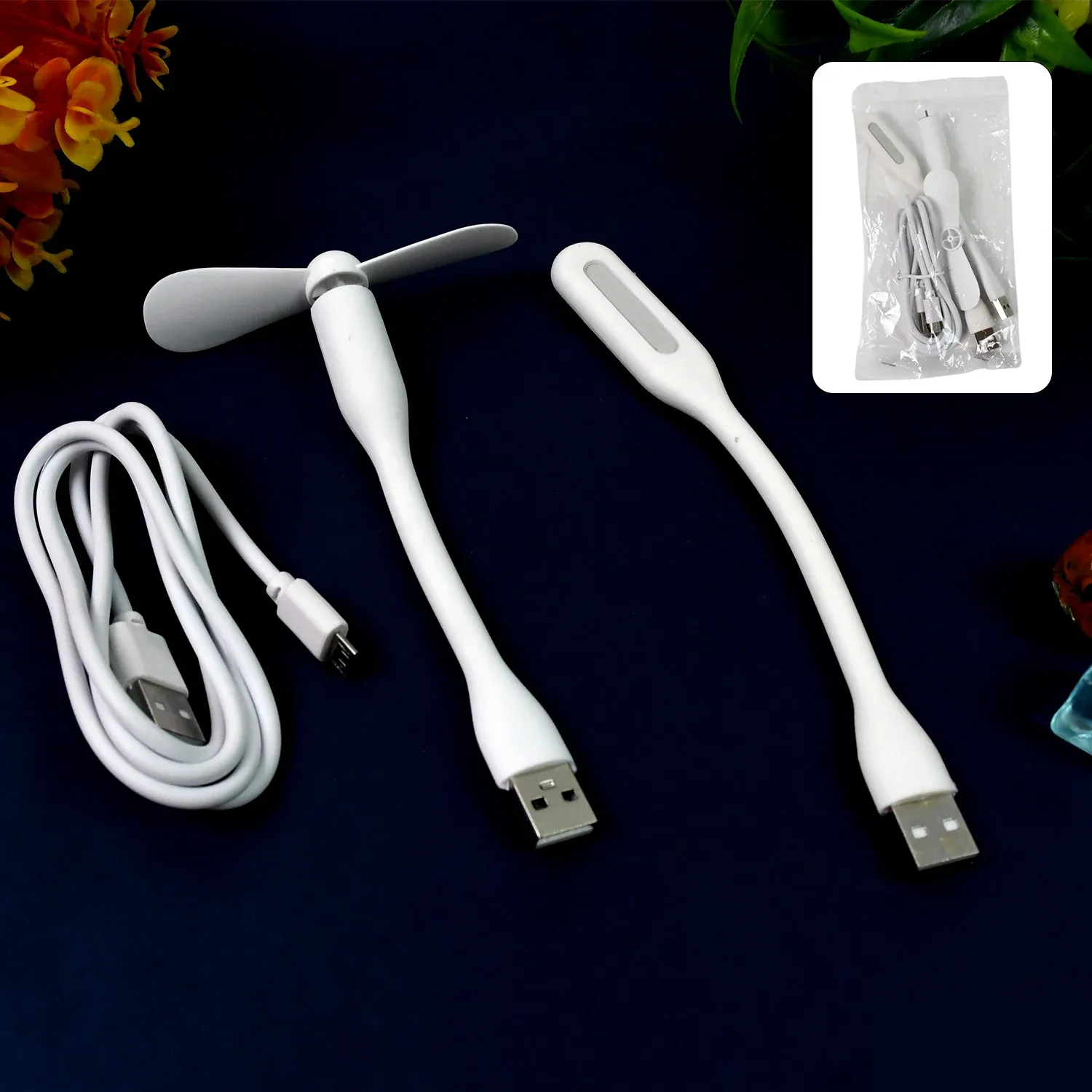 Portable USB Fan Set – Mini Fan, LED Light & Cable | Indo Glow - Detailed Feature View 5